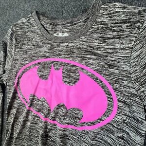 Batman Gray Long Sleeve Hot‎ Pink Logo Performance Top Women's M